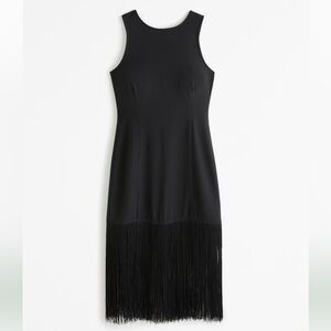 WORN ONCE - Abercrombie fringe black mini dress petite